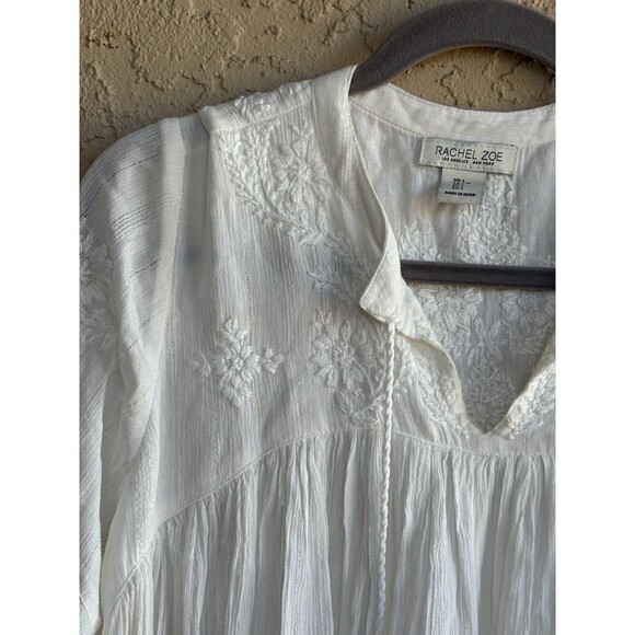 Rachel Zoe White Large Embroidered Etherial Glam Woman’s Angelic Blouse Boho - Picture 8 of 12